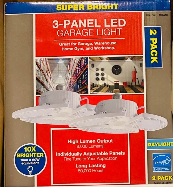 3-panel LED Garage Light, 2-pack