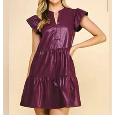 Pinch Deep Wine Faux Leather Dress NWT size large