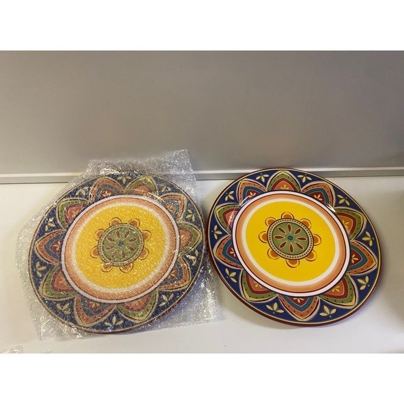 PIER 1 MEXICALI DINNER PLATE SET OF 2 ROUND WIDTH 10 7/8 NEW