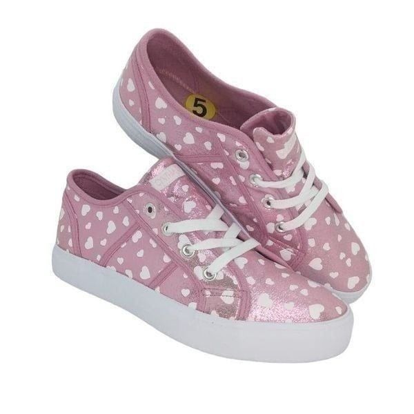Cynthia Rowley Designer Womens NEW Glitter Pink w/Hearts Sneakers - sz. 5 WOW!