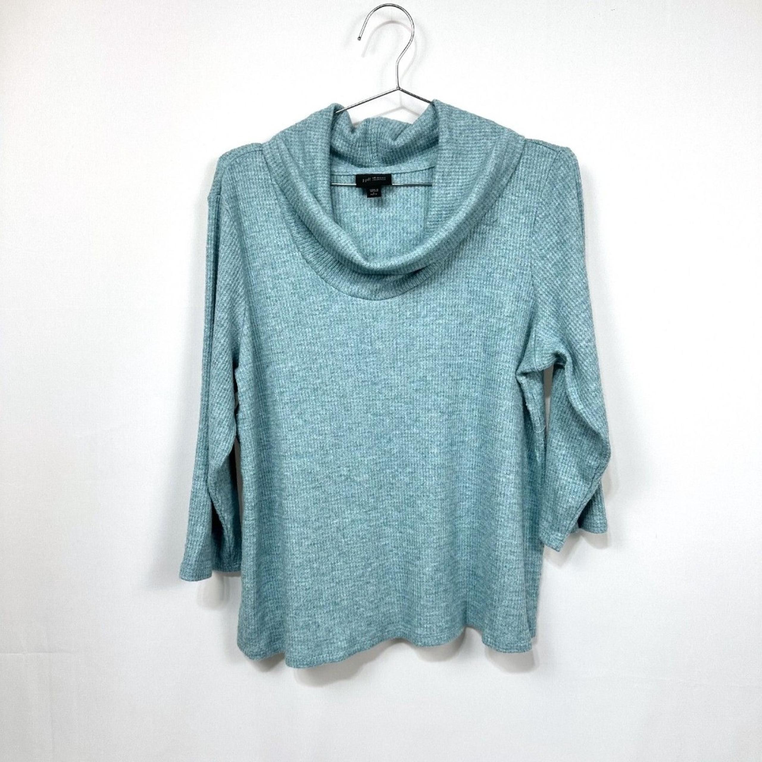 J. Jill Wearever Waffle-Textured Cowl-Neck Sweater Women's Size LP  3/4 Sleeve