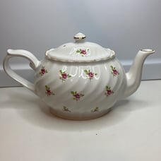 Arthur Wood English Pink Rose Floral Gilt Teapot England Good Condition