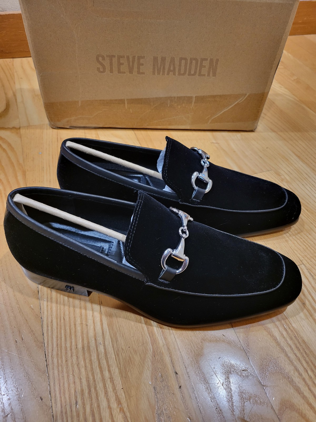 Steve Madden Men's Barnan Loafer Velvet Black Dress Shoes Size 7 M