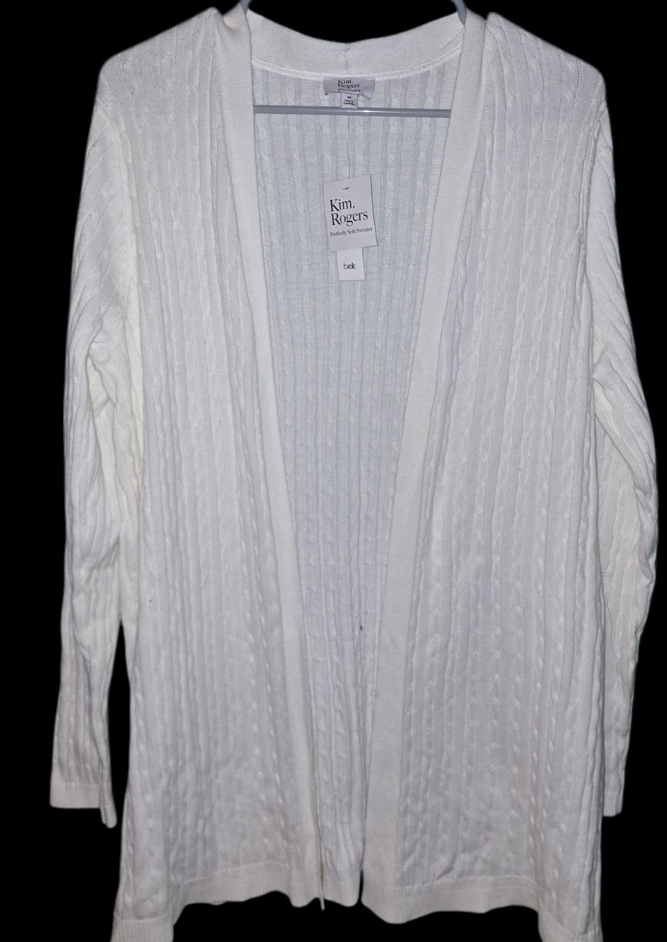 Kim Rogers White Open-Front Sweater