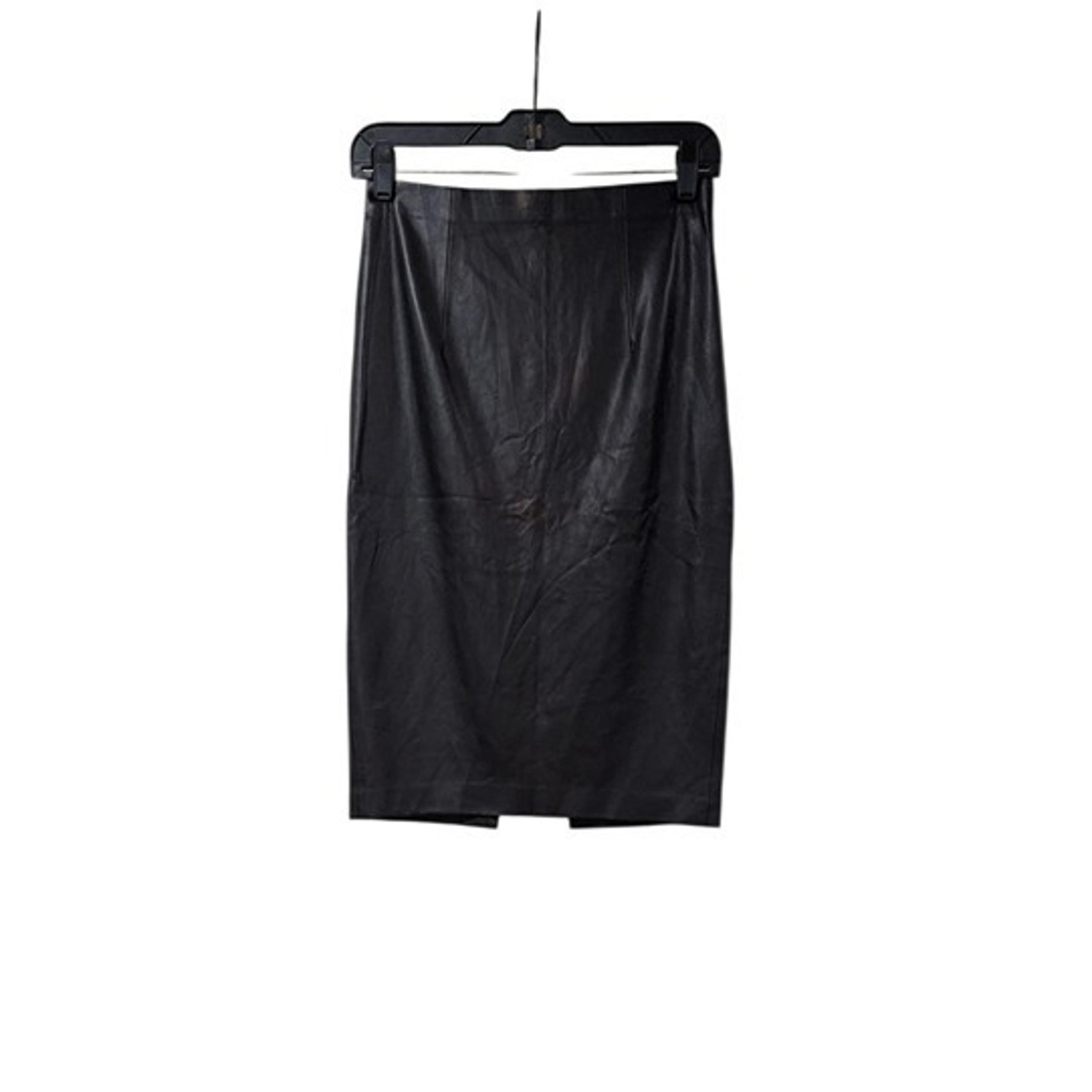 Forever 21 Black Faux Leather Back Zip Knee Length Pencil Skirt Sz S