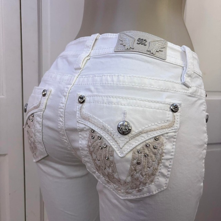 Vintage Miss Me Bedazzled Angel Wing Pocket Skinny Jeans