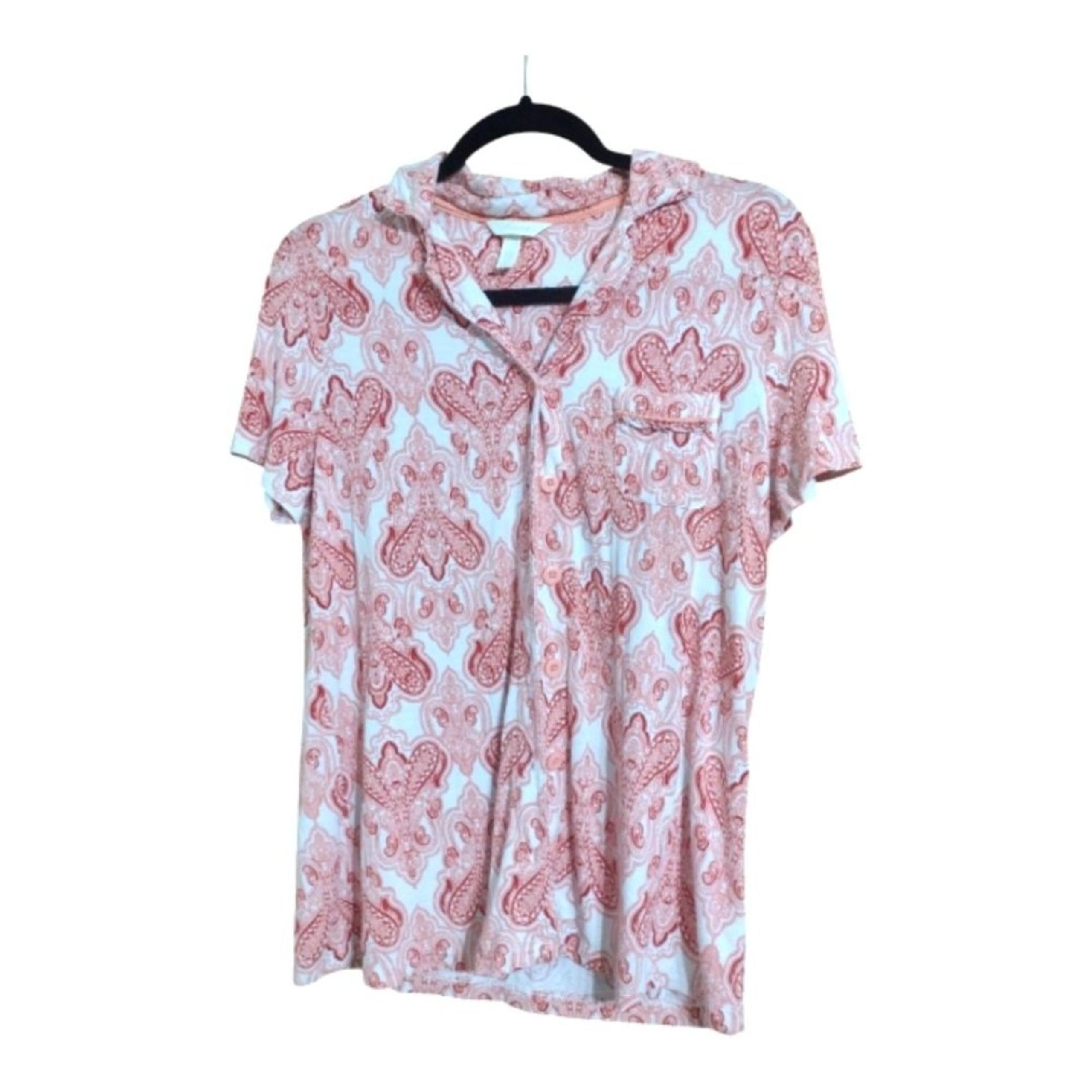 Soma Size M Paisley Button Down Pajama shirt Women's Stretch