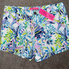 NWT Lilly Pulitzer Resort White Shell Beach Callahan Stretch Shorts Blue 10
