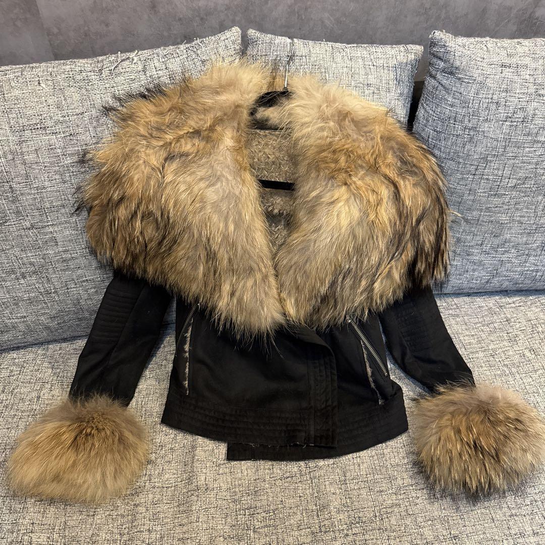 Rat Roen Fur-Trimmed Black Jacket, Size 36