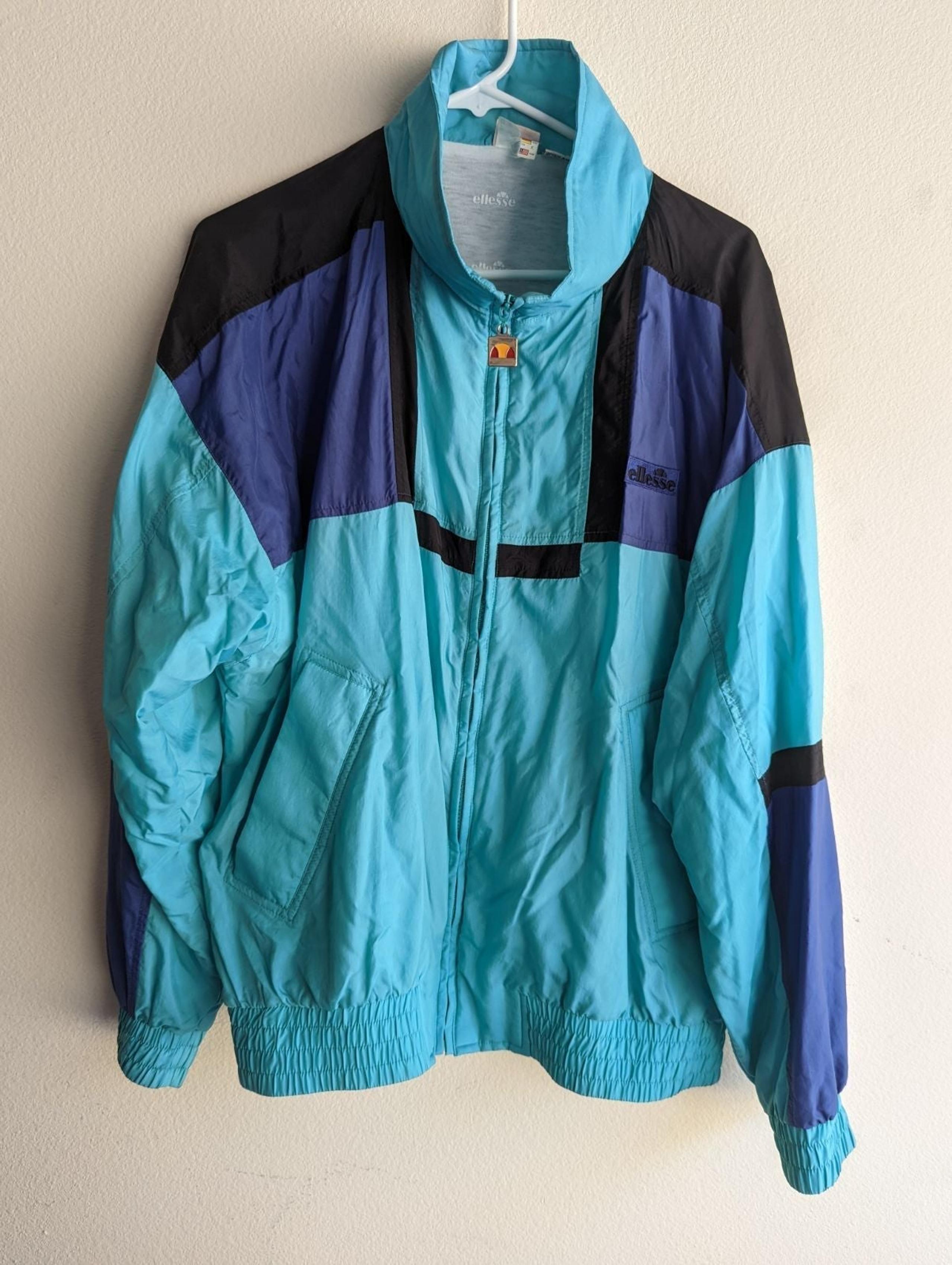 VTG Ellesse Full Zip Men's Windbreaker Jacket Vintage Teal Color Size 42 90s