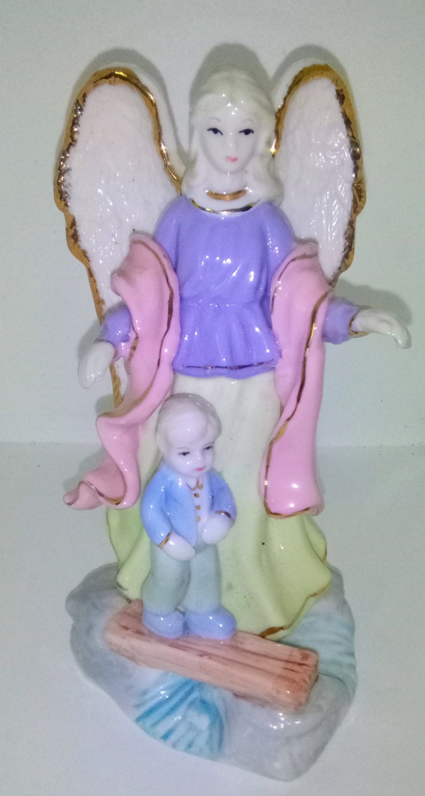 Vintage Angel Watching Over Child Figuriene