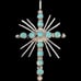 Vintage Sterling Zuni Green Turquoise Light Rays Cross
