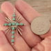 Vintage Sterling Zuni Green Turquoise Light Rays Cross