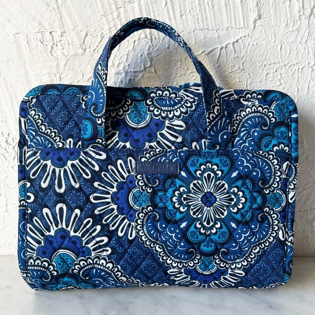 Vera Bradley Blue Tapestry Hanging Organizer Travel Toiletry Cosmetic Bag