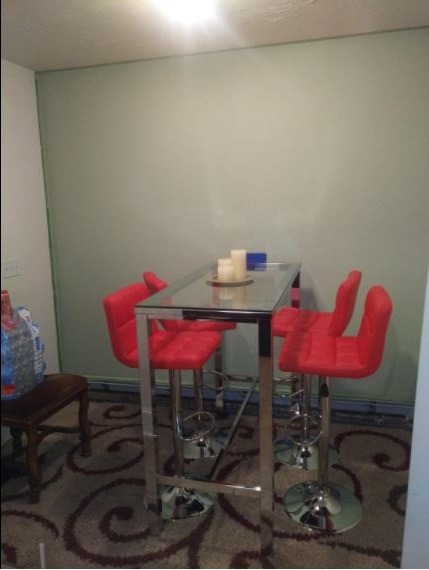Bar Stools Set of 4 Red Leather Back Counter Height Pub Chairs Metal Padded