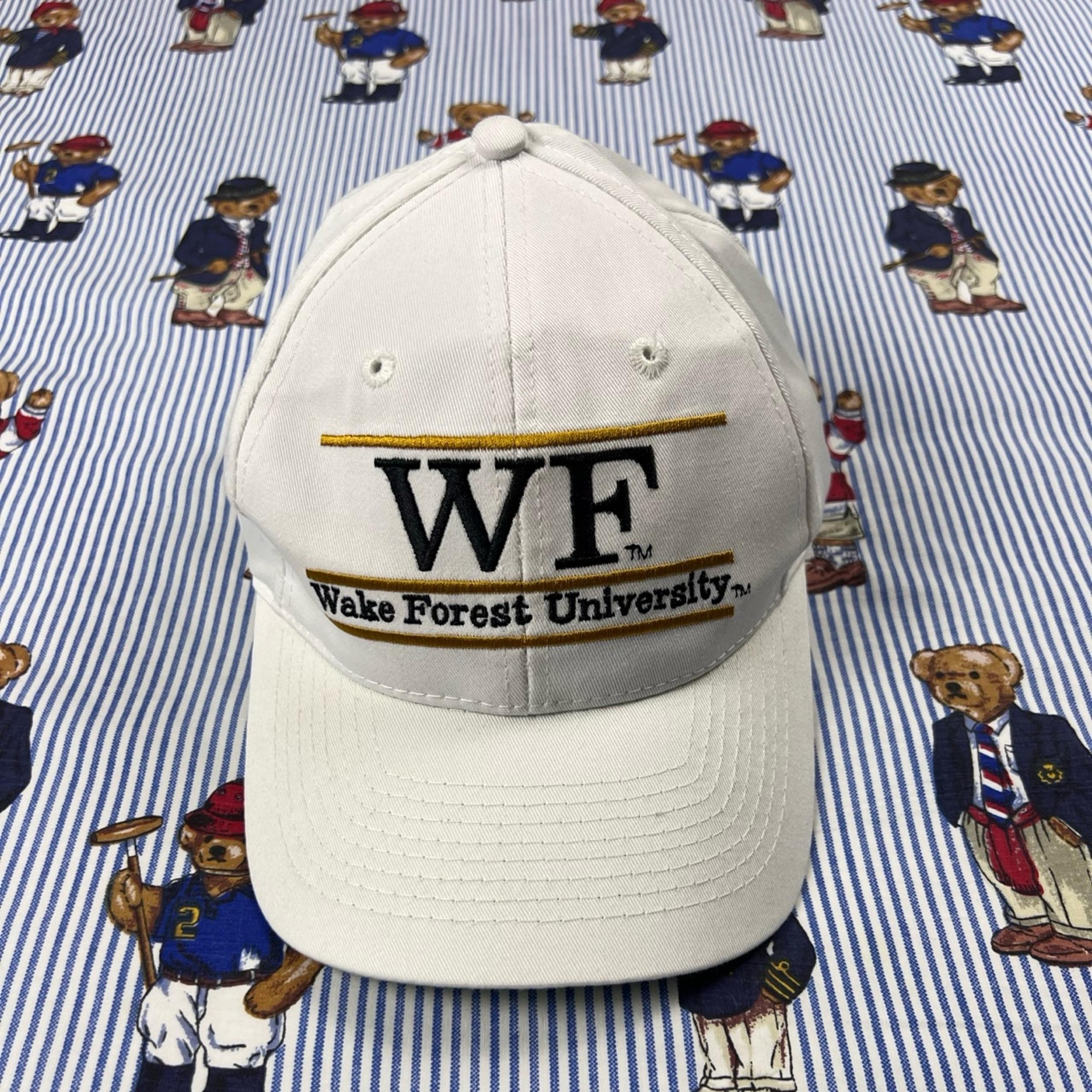 Vintage Wake Forest University Cross Bar White SnapBack Cap Hat