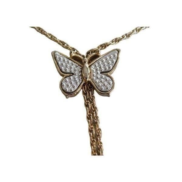 Vintage Dangling Butterfly Pendant Necklace Set Bracelet Hoop Earrings