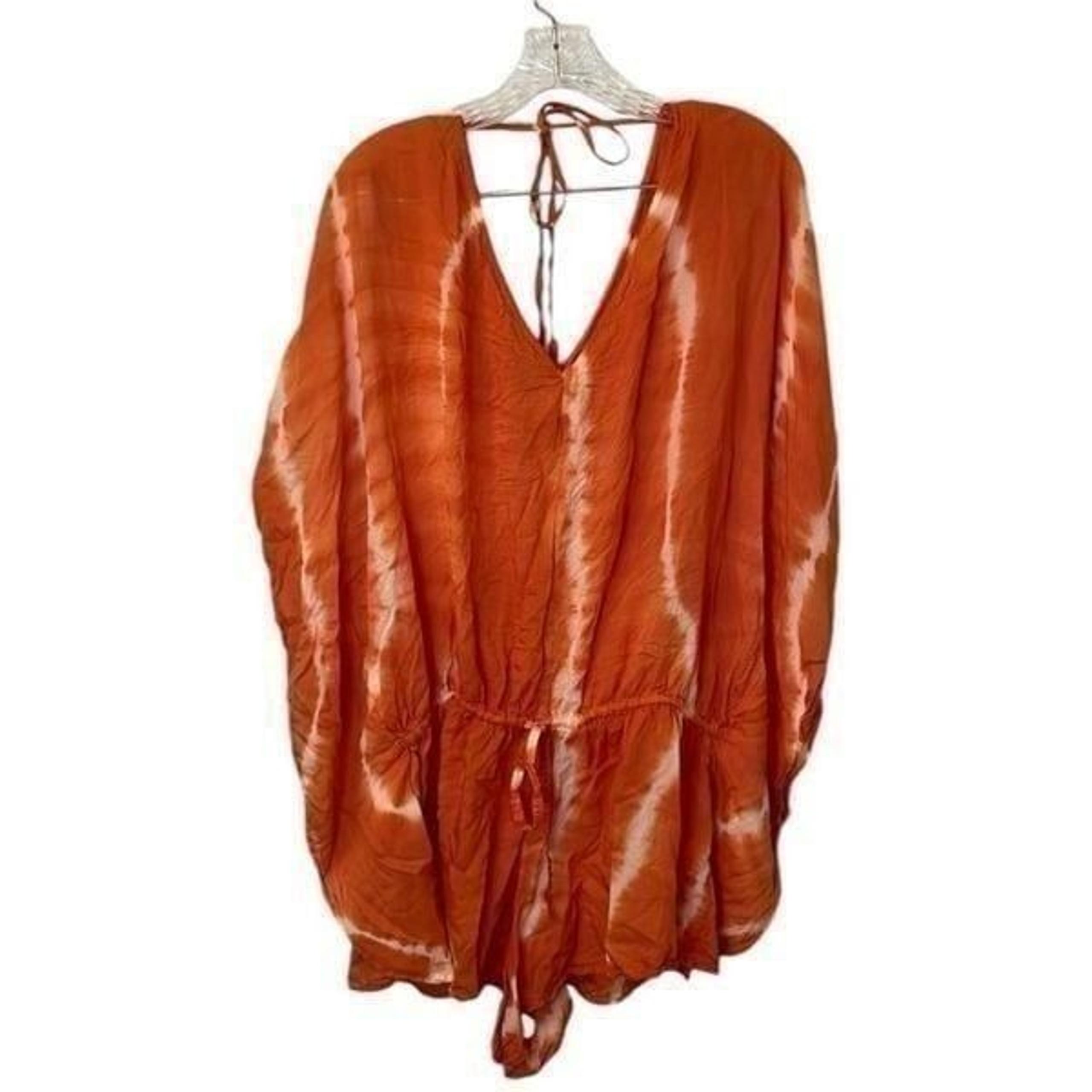 ELAN Orange tie dye shorts romper/coverup | size L
