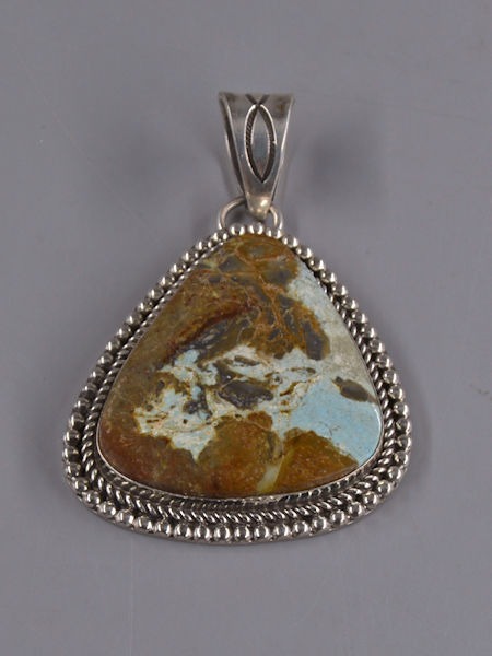 Handmade Native American Navajo Turquoise Sterling Silver Pendant Large Loose
