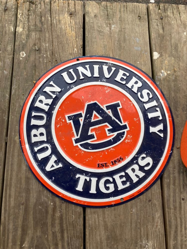 Auburn sign and hat