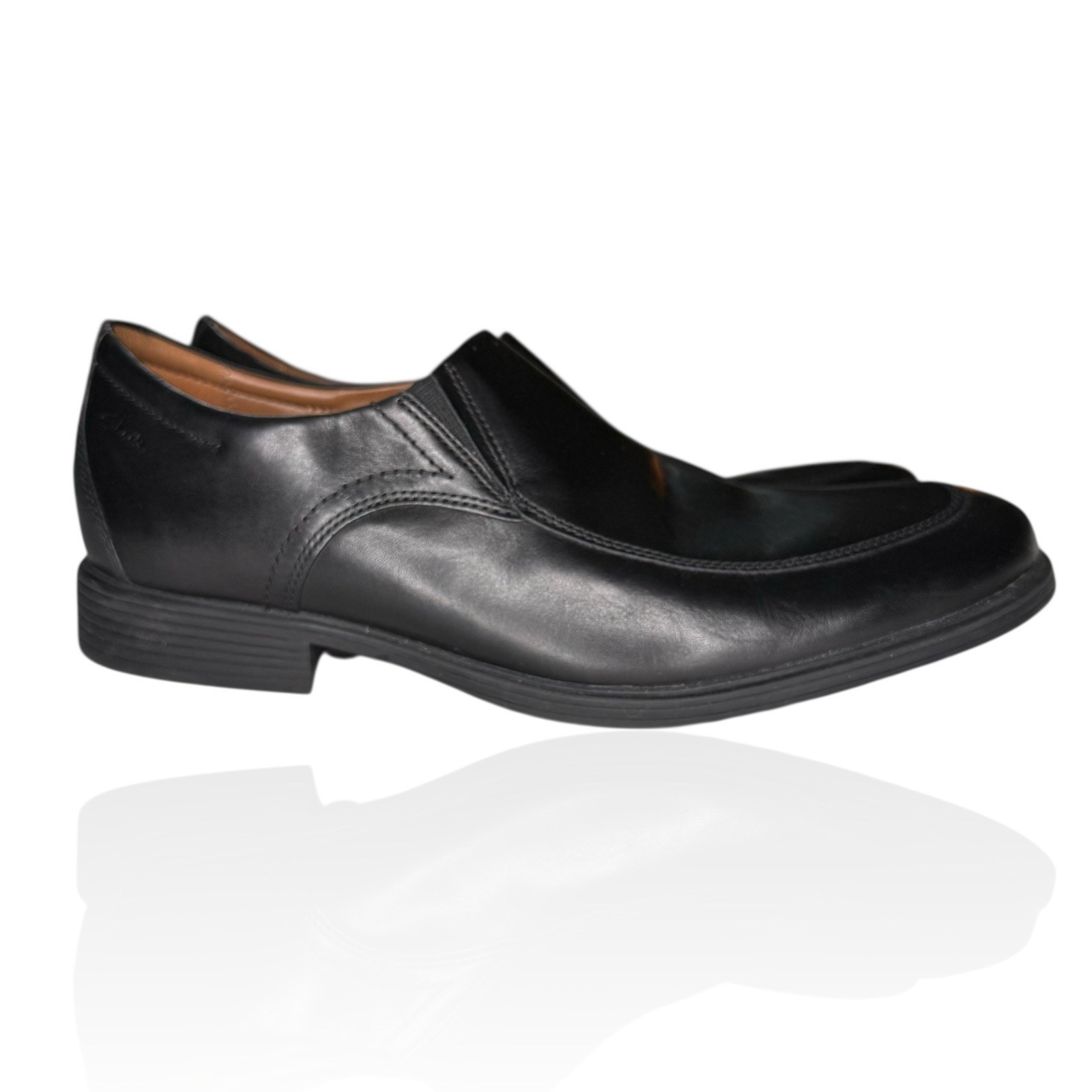Clarks Men's Loafers Whiddon Step Black Leather Size 9.5 M Extreme Comfort