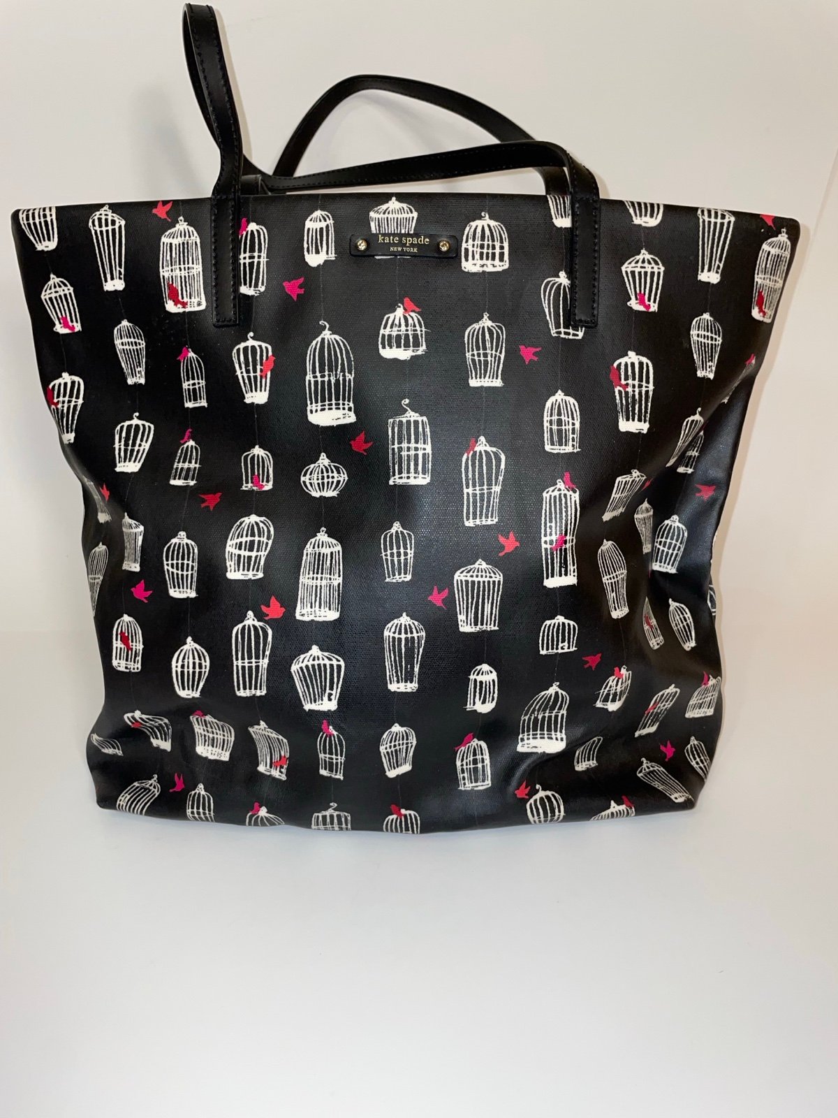 Kate Spade Bird Cage Jade Drive Bon Leather Shoulder Bag Tote Shopper Tote Black