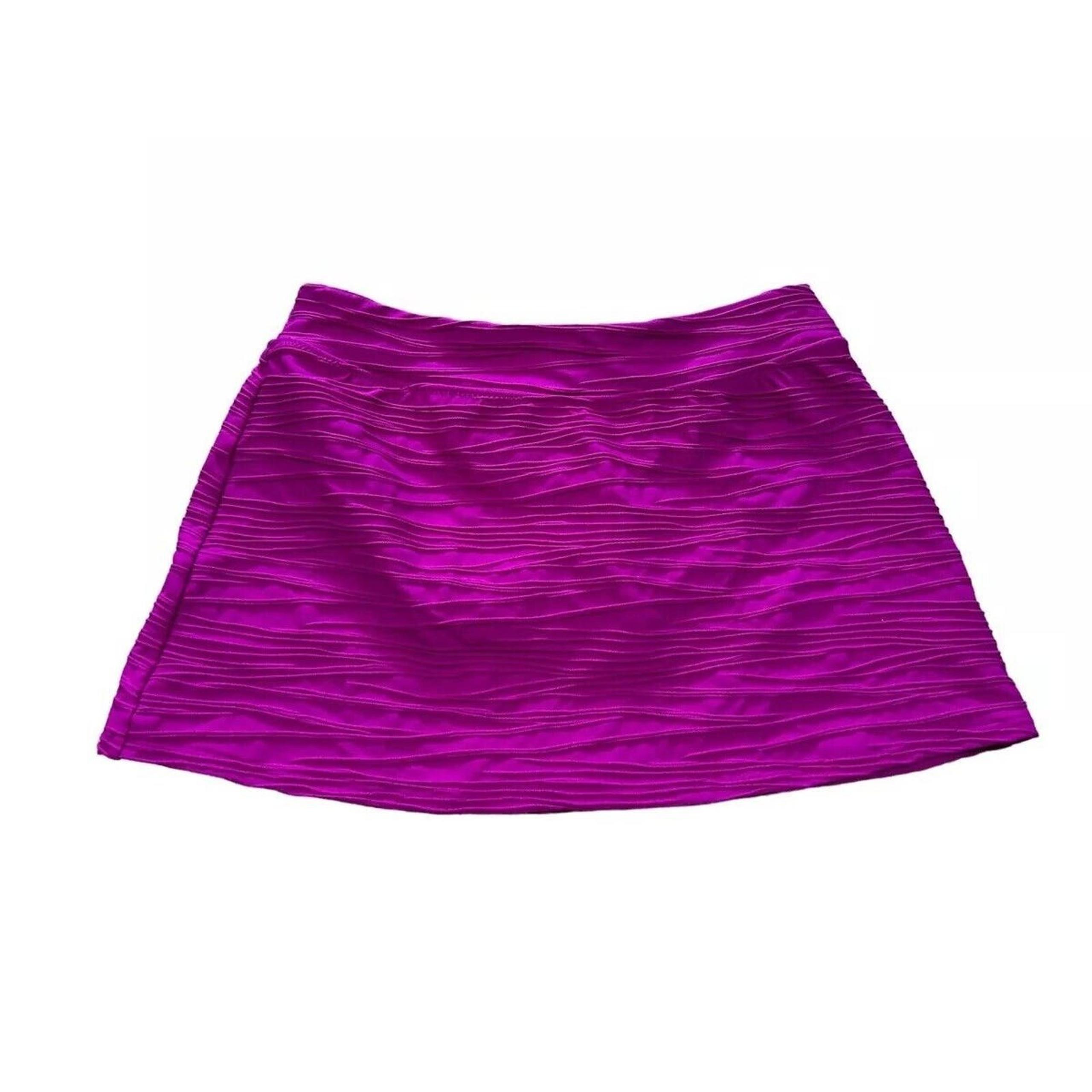 LANDS' END Womens Purple 10” TUMMY CONTROL SWIM SKIRT Built In Brief 4