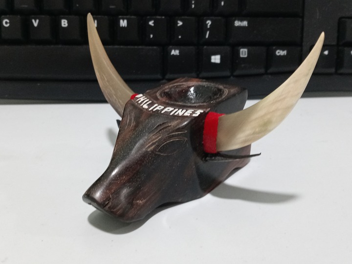 Water Buffalo Bull Cow Wood Carving Handmade Philippines Pen Holder US SellerNEW