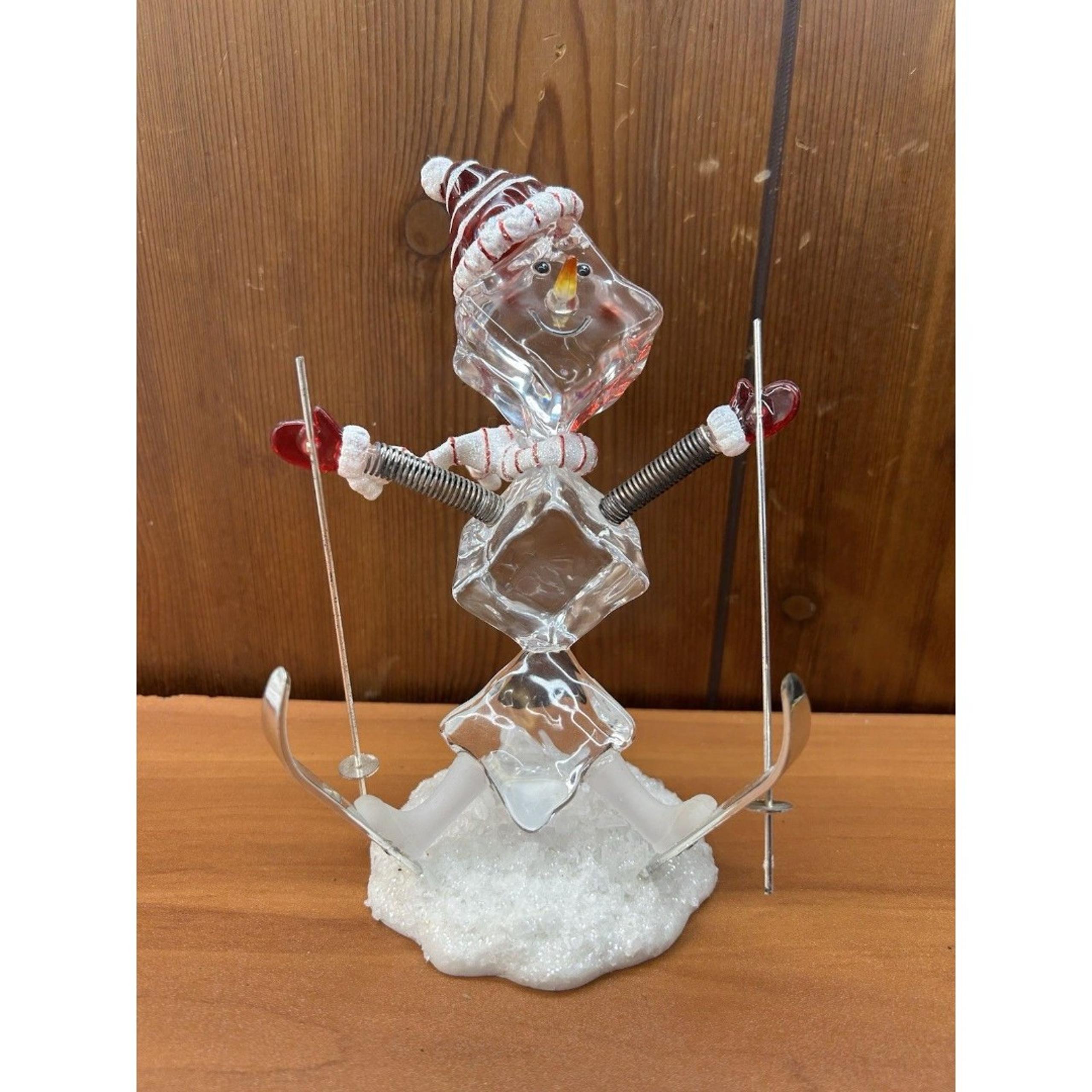 Snowman Department Dept 56 Ice Cube Skiing Figure Statue Christmas Holiday Decor