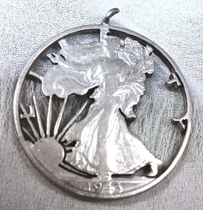 1943 Walking Liberty Half Dollar Cut Out Pendant