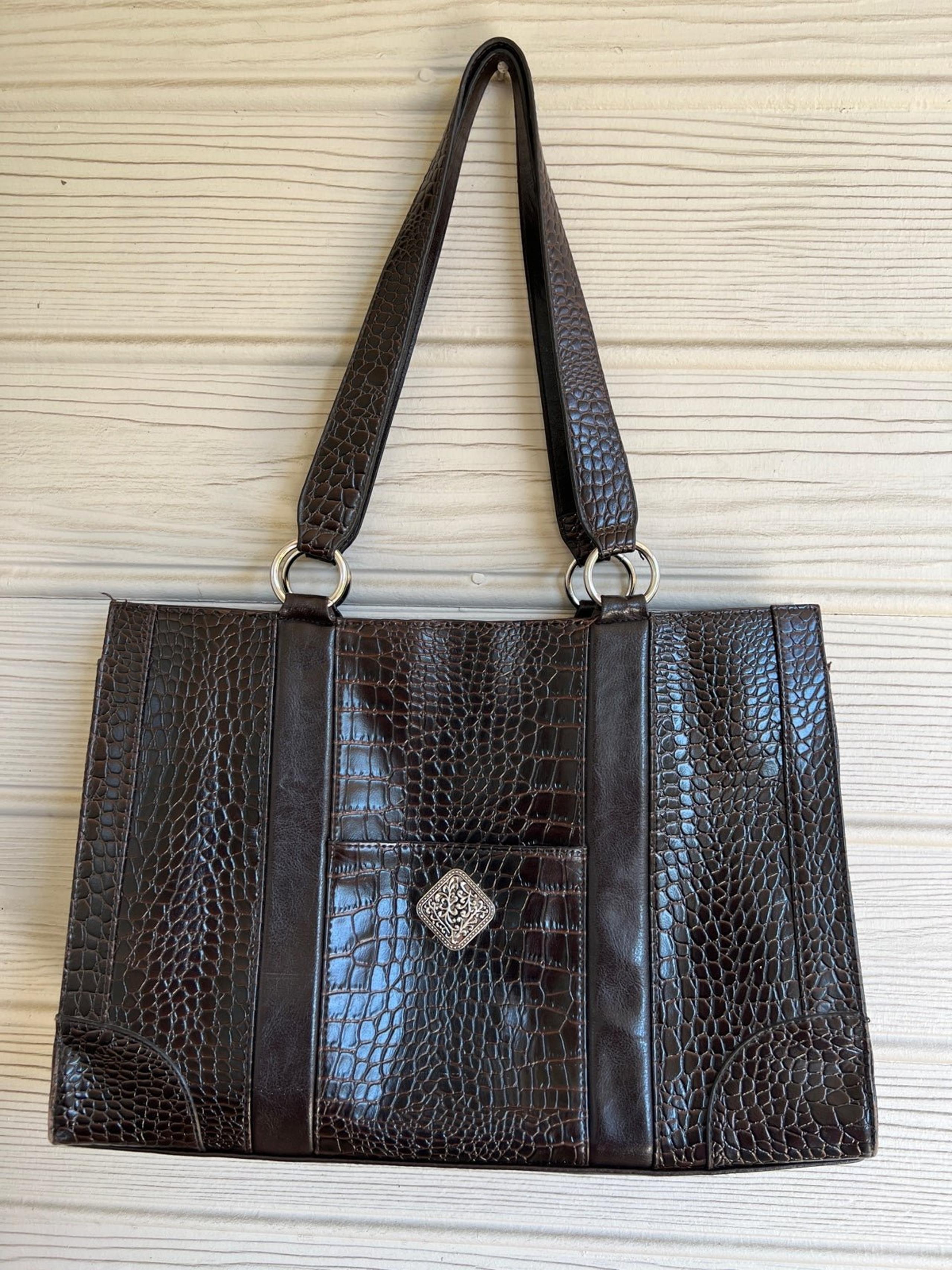 Coldwater creek brown Crocodile mat shoulder bag