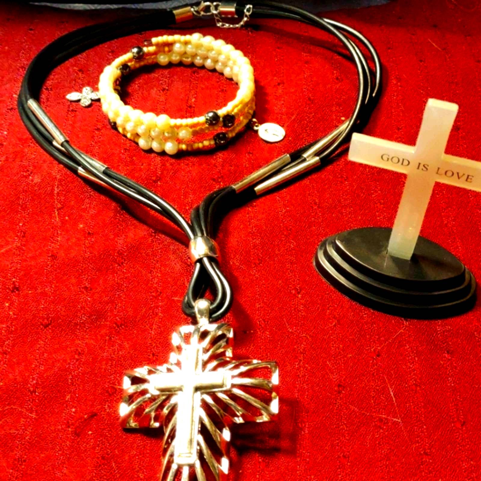 Gorgeous Cross Necklace and Bracelet Lot