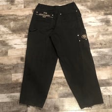 Vintage Y2K Black Pelle Pelle Racing Jnco Styled Baggy Carpenter Jeans Size 38