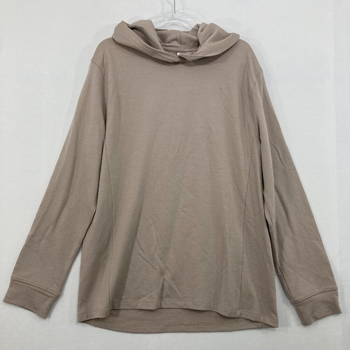 Olivers Men's size XL Tan Taupe 100% Merino Wool Pullover Hoodie Relaxed Casual