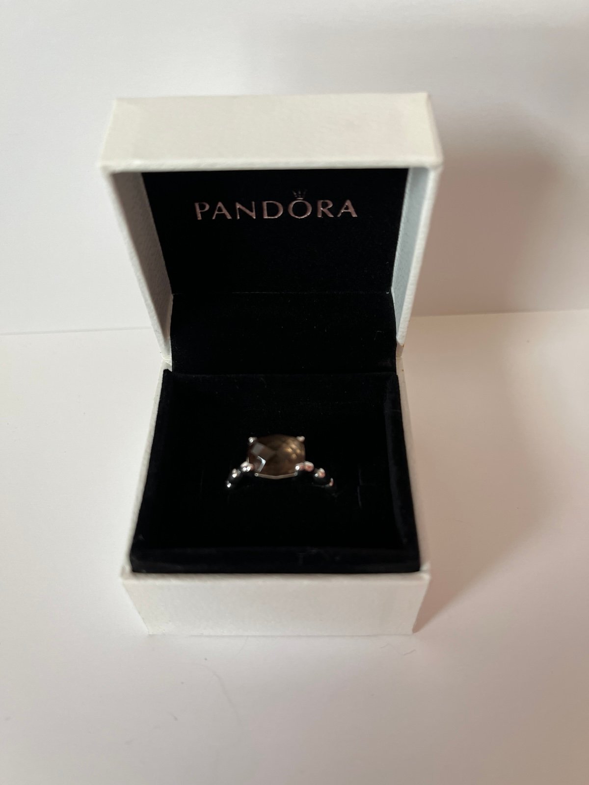 Authentic Pandora Autumn Breeze Brown Smoky Quartz Ring Size 6