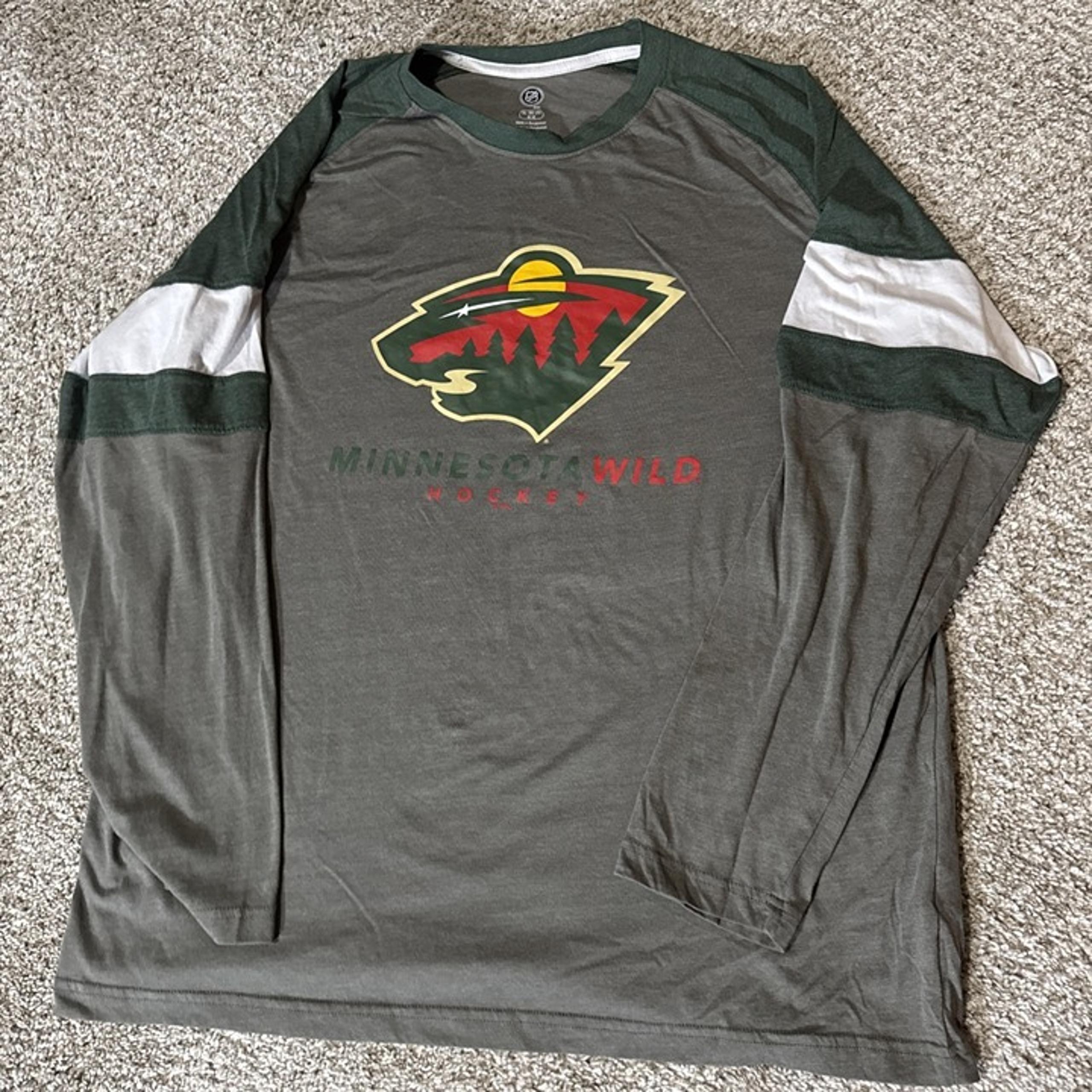 Minnesota Wild T-Shirt Men’s XXL NHL Primary Logo Raglan Long Sleeve Crew Neck