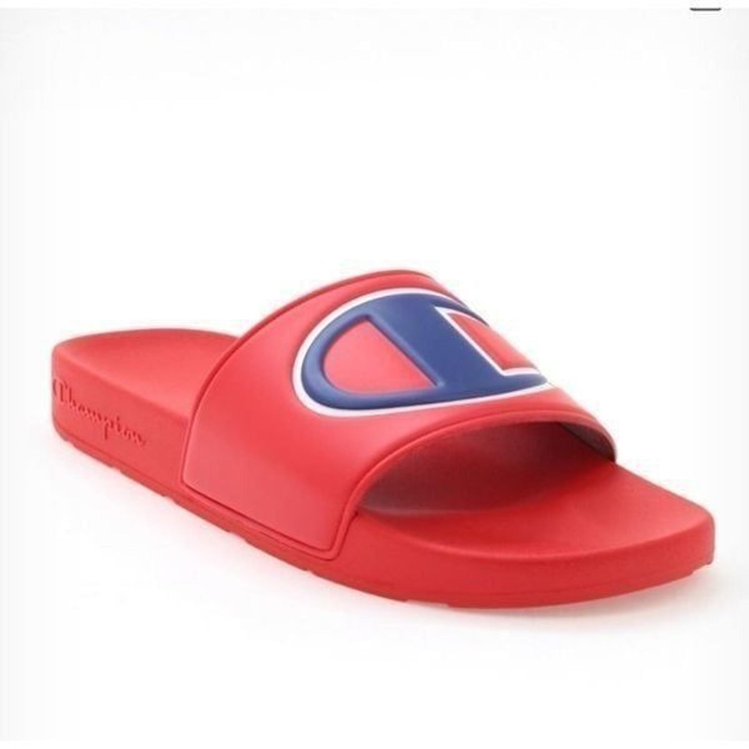 Champion Men's Red Blue IPO Logo One Strap Slide Sandals Size 13