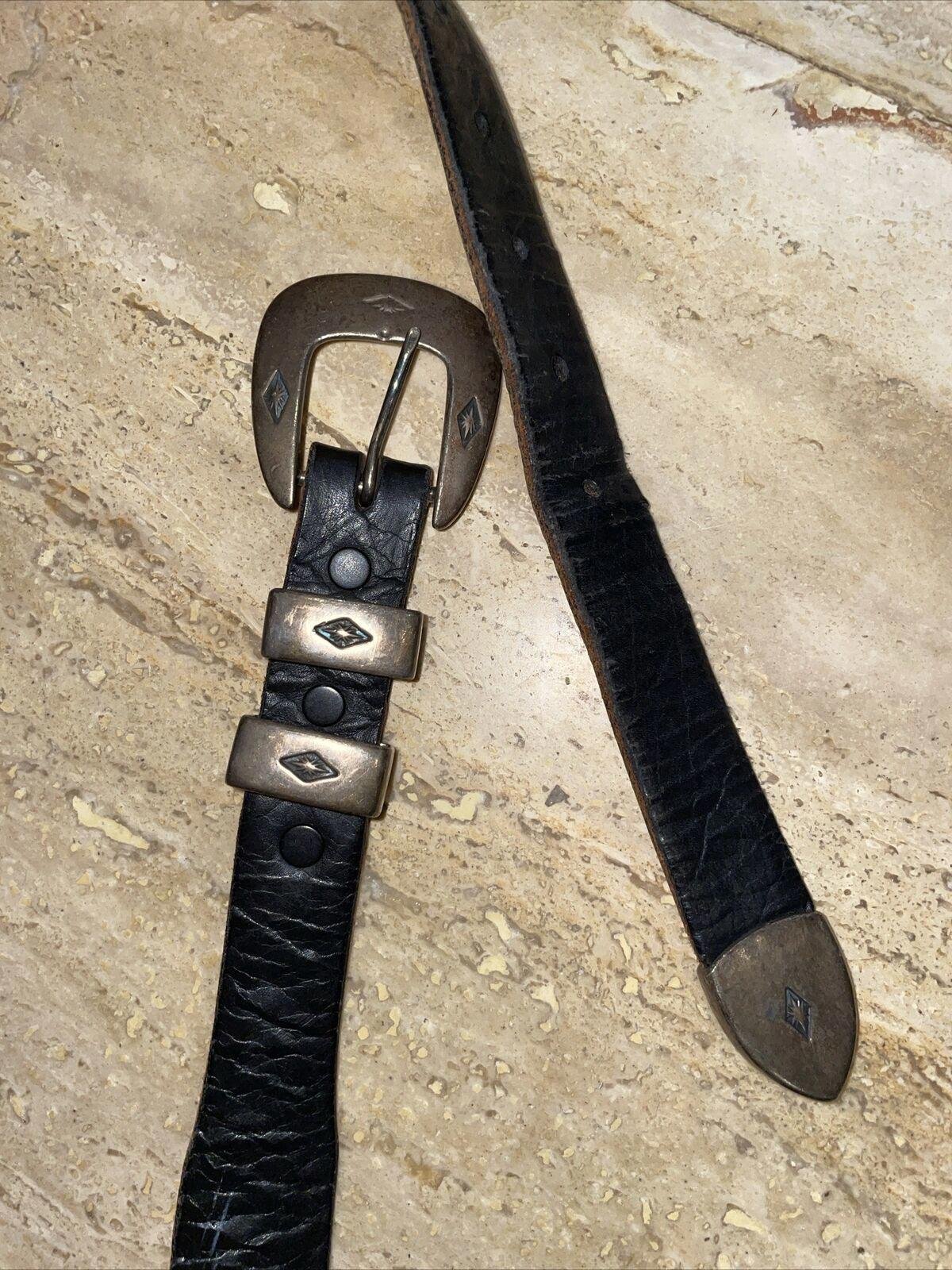 H.SCH sterling silver 925 buckle American Bison belt Size 40 Out Of Santa Fe