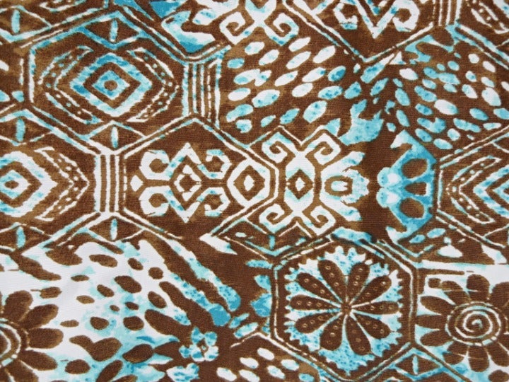 VTG 70s batik print poly fabric 3 yards