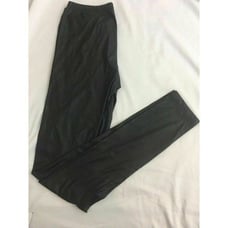 Paoloni Spa Womens Solid Black Faux Leather Full Length Leggings Xs Small 40 IT