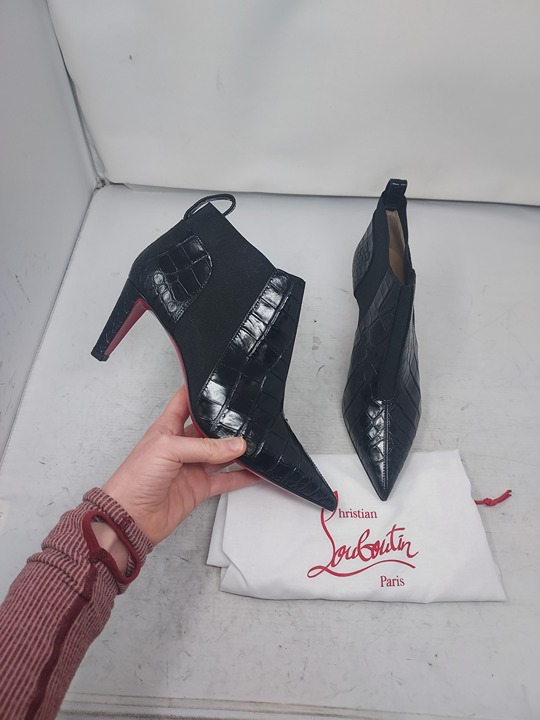 Christian Louboutin Croco Black Tchaka Boot