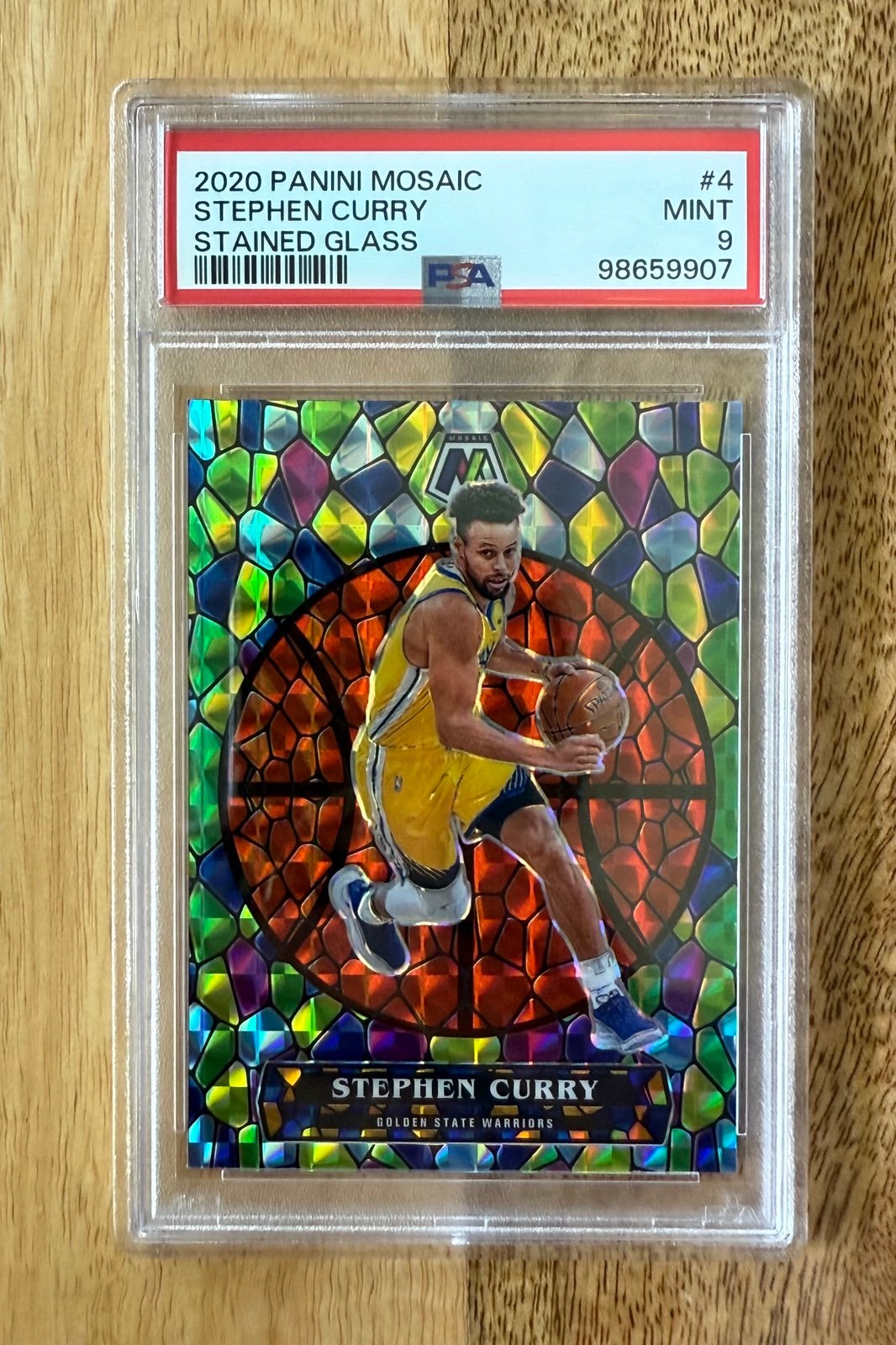2020-21 Panini Mosaic Stained Glass Stephen Curry #4 PSA 9 Mint Case Hit