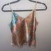 Y2K Silky Vintage Top Orange and Blue with Gold Trim #y2k #vintage #y2ktop