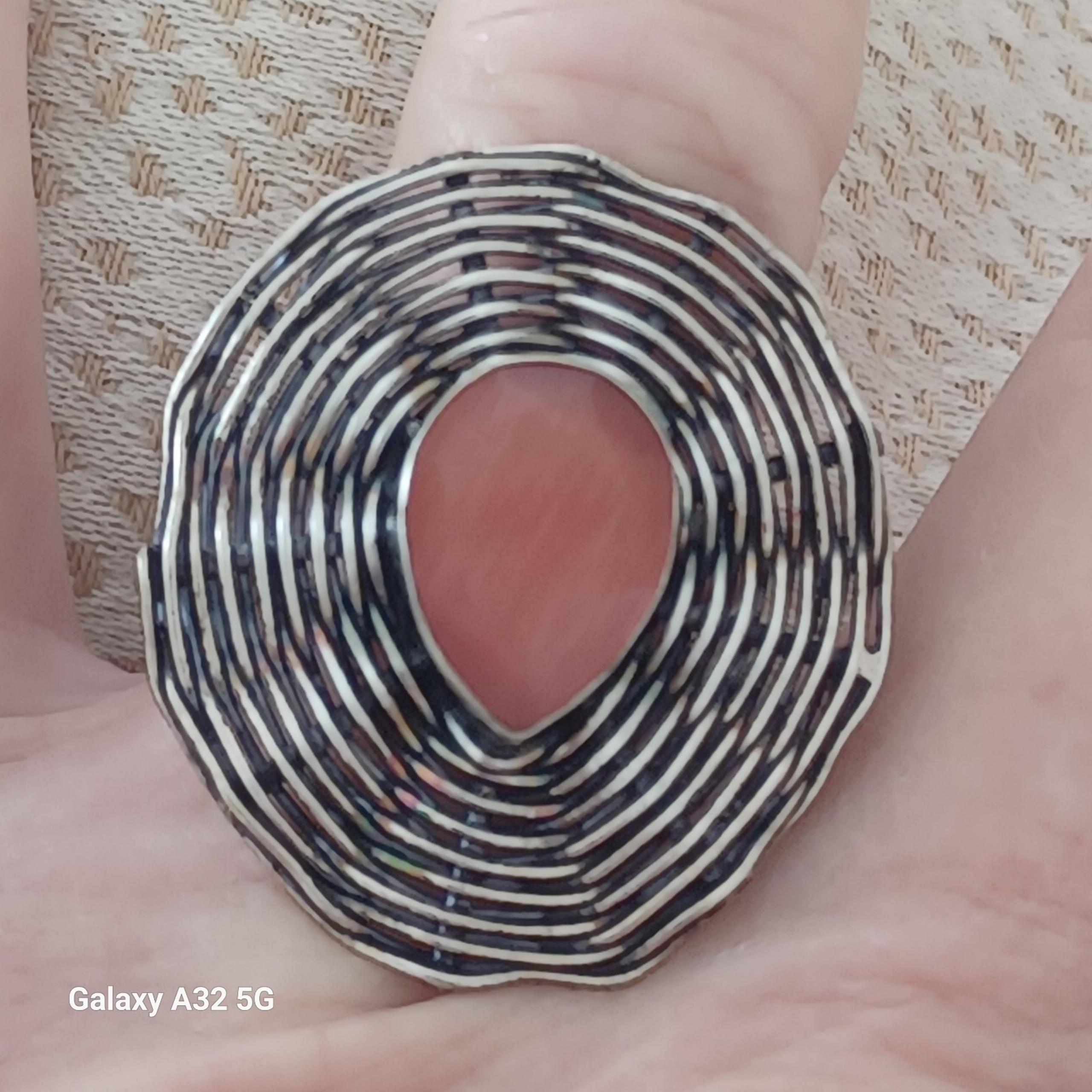 Sterling silver 925 plated Beveled Japer stone ring- sz7