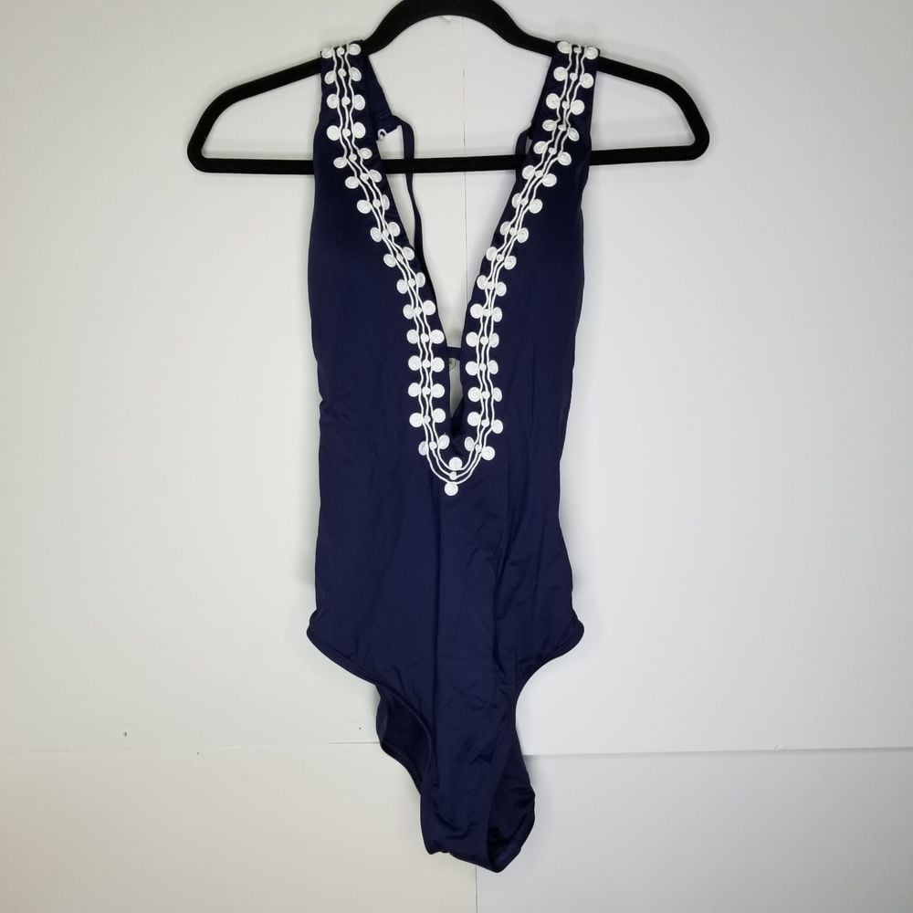La Blanca One Piece Tummy Control Swimsuit Size 14 in Blue and White Color