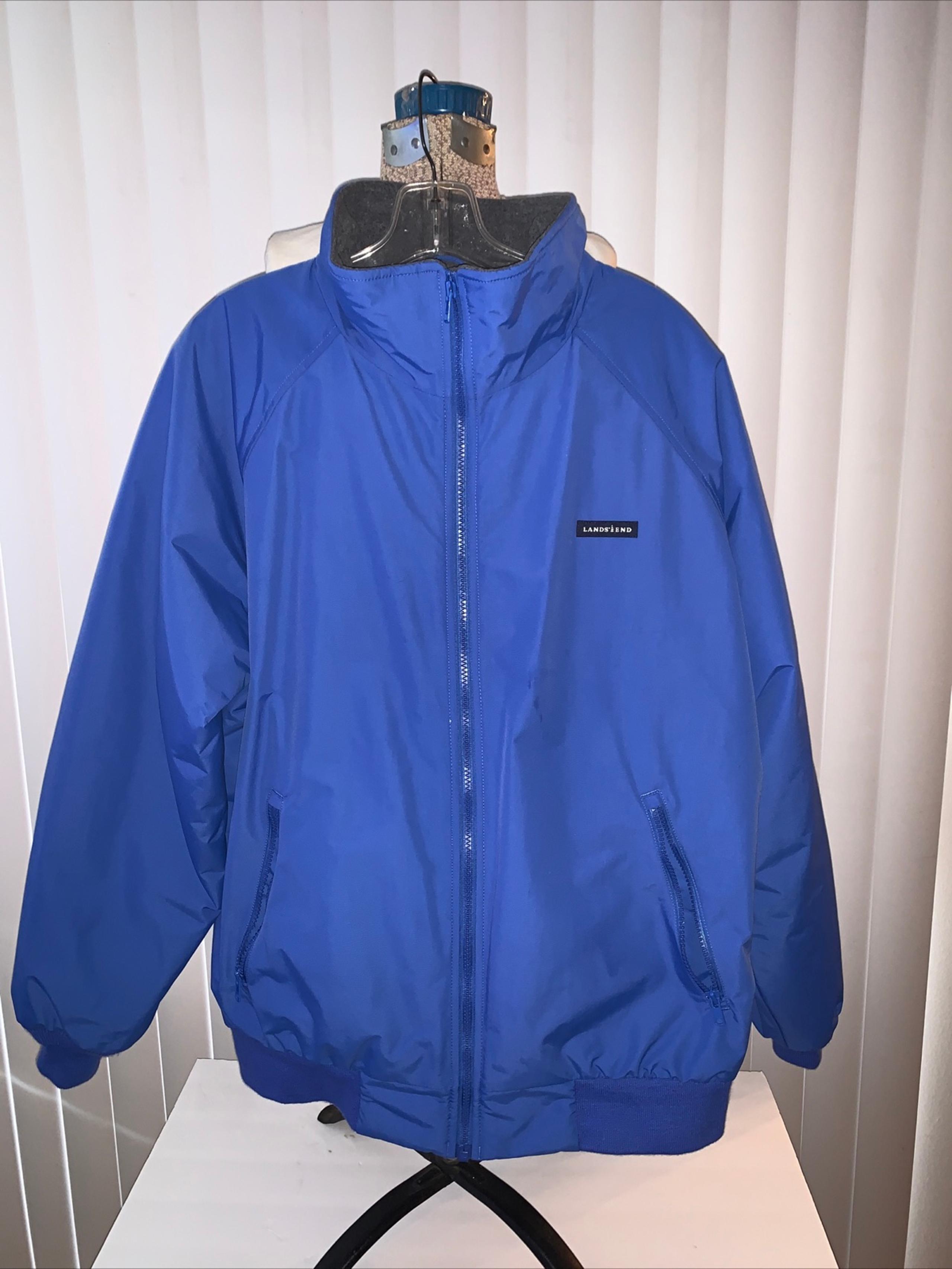 Landsend Vintage Squall Men’s Large Jacket Gray Fleece Lined Preowned