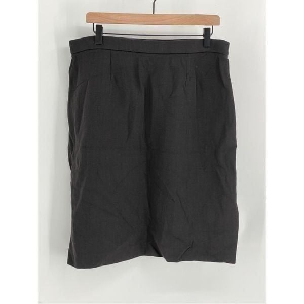 Eileen Fisher Skirt Women's Size Large Black Wool Blend Straight Aide Zipper