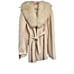 Vintage Mod/ hippy 70's Cream belted cape with goat fur collar