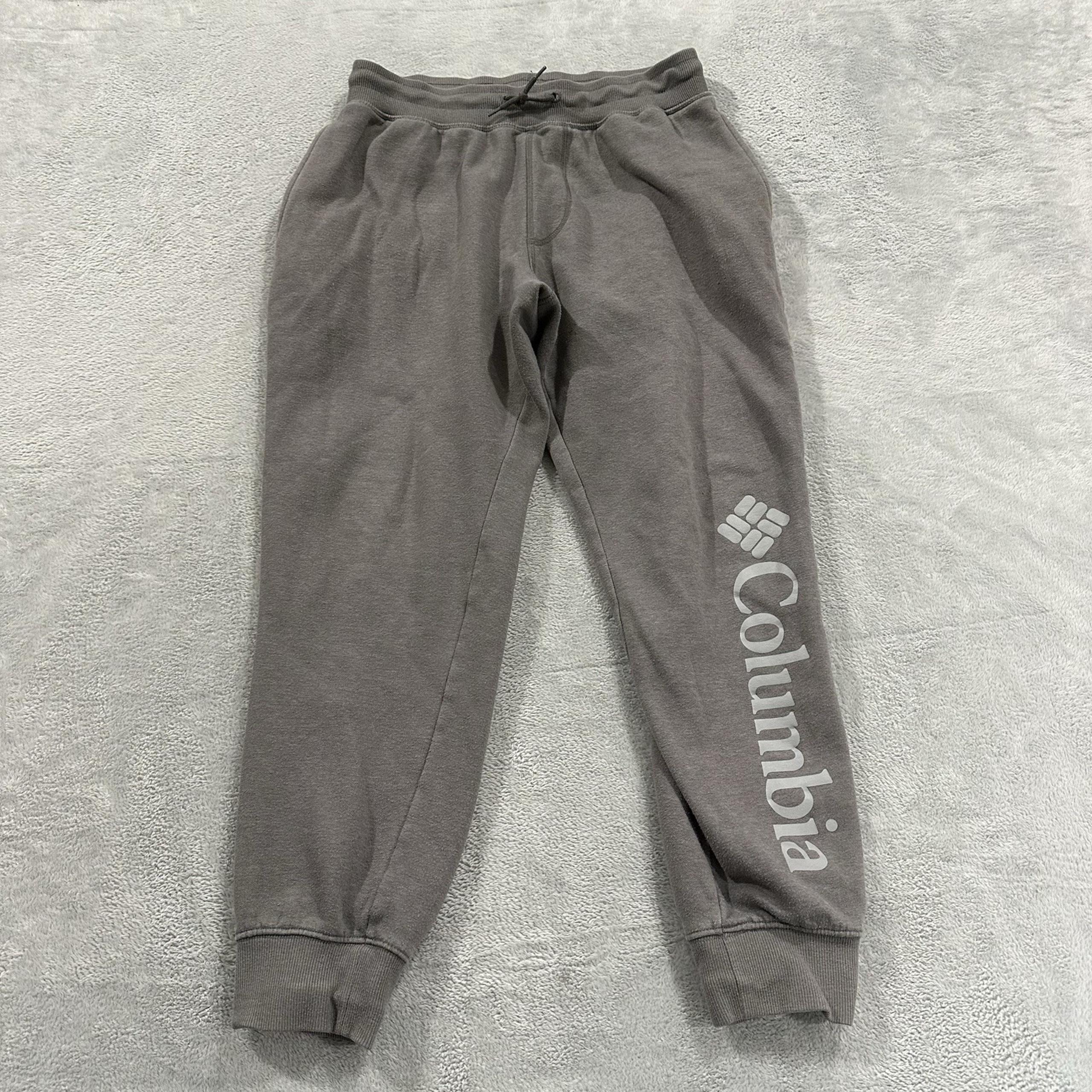 Columbia Sweatpants Men M Gray White Logo Baggy