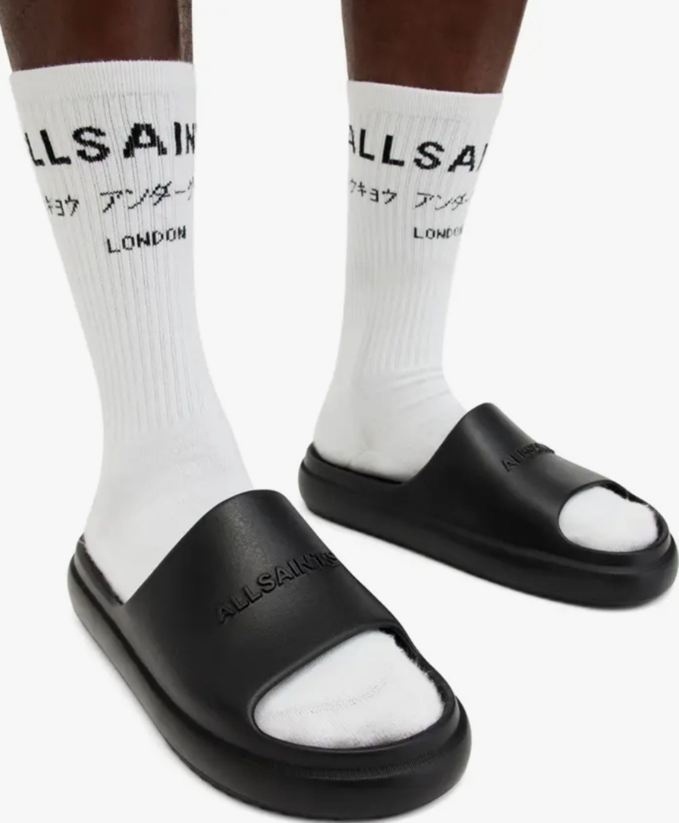 Size 11 Men's All Saints Dune Slip On Slides Black